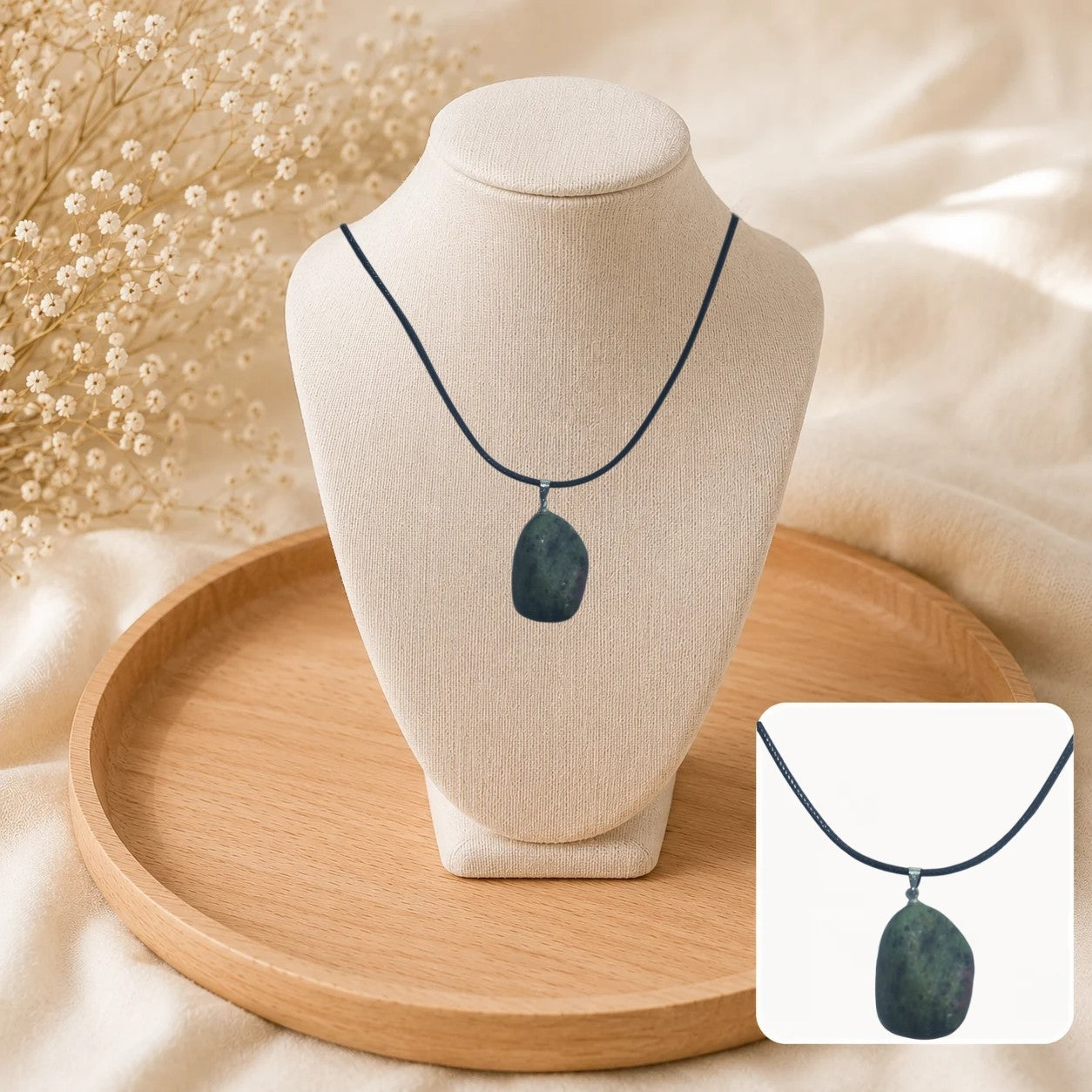 ❤️💚 Collier Essence de Rubis Zoïsite