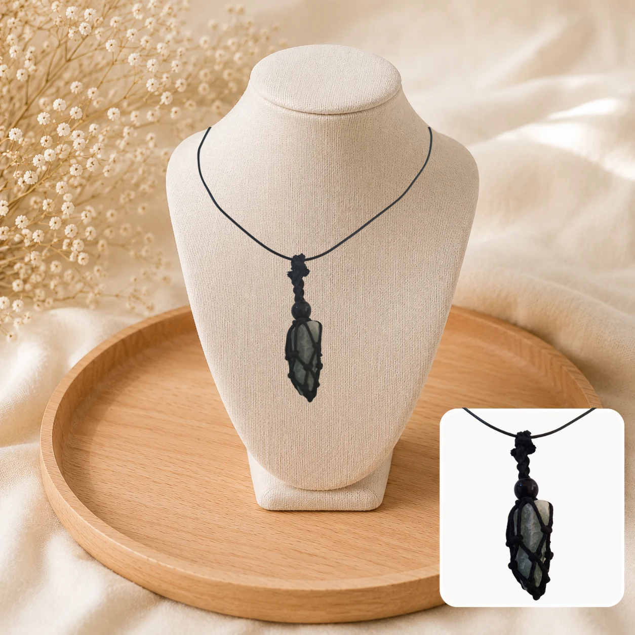 💚 Collier Filet Aventurine Verte Brute