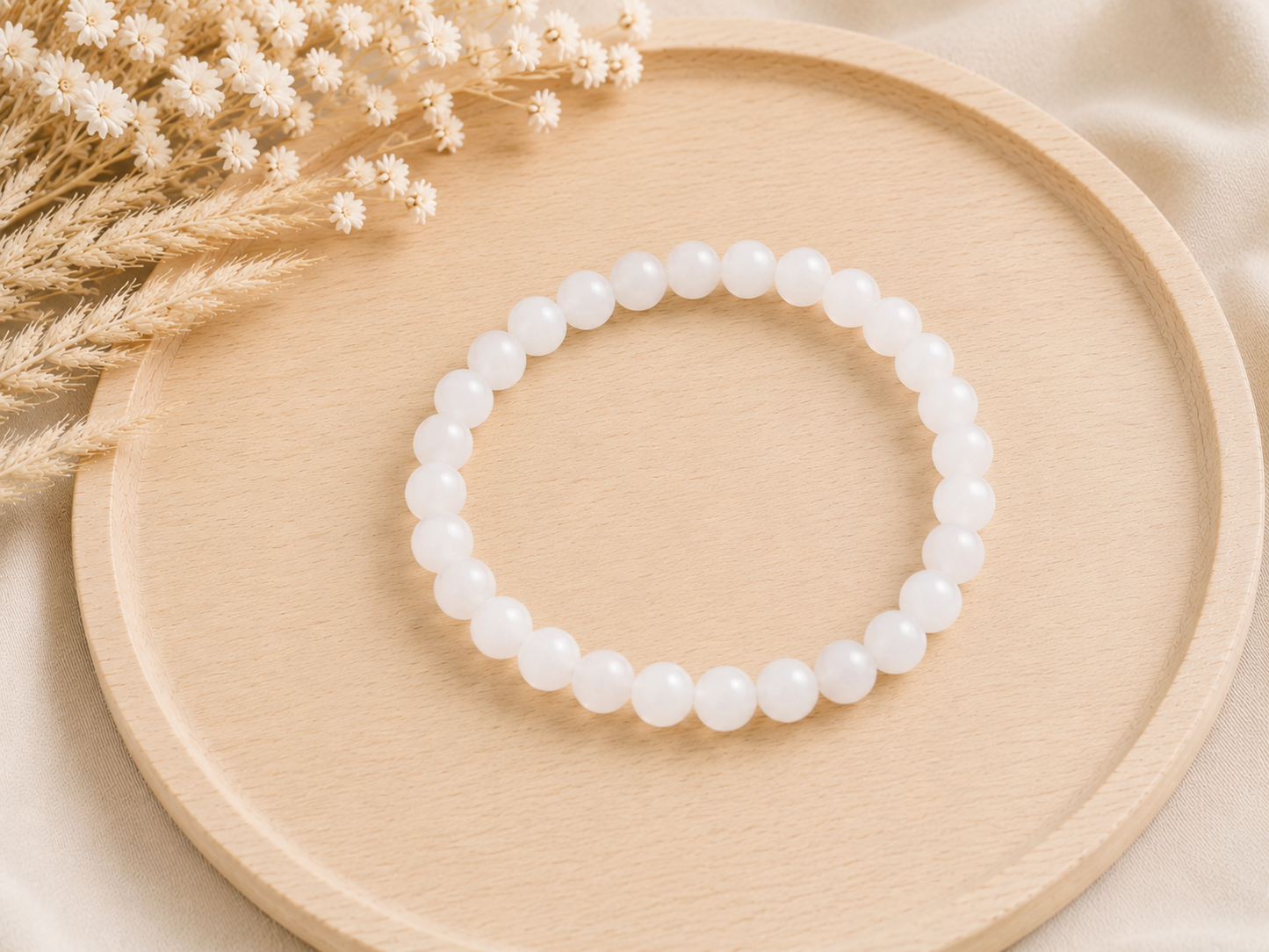 Bracelet Jaspe blanc naturel