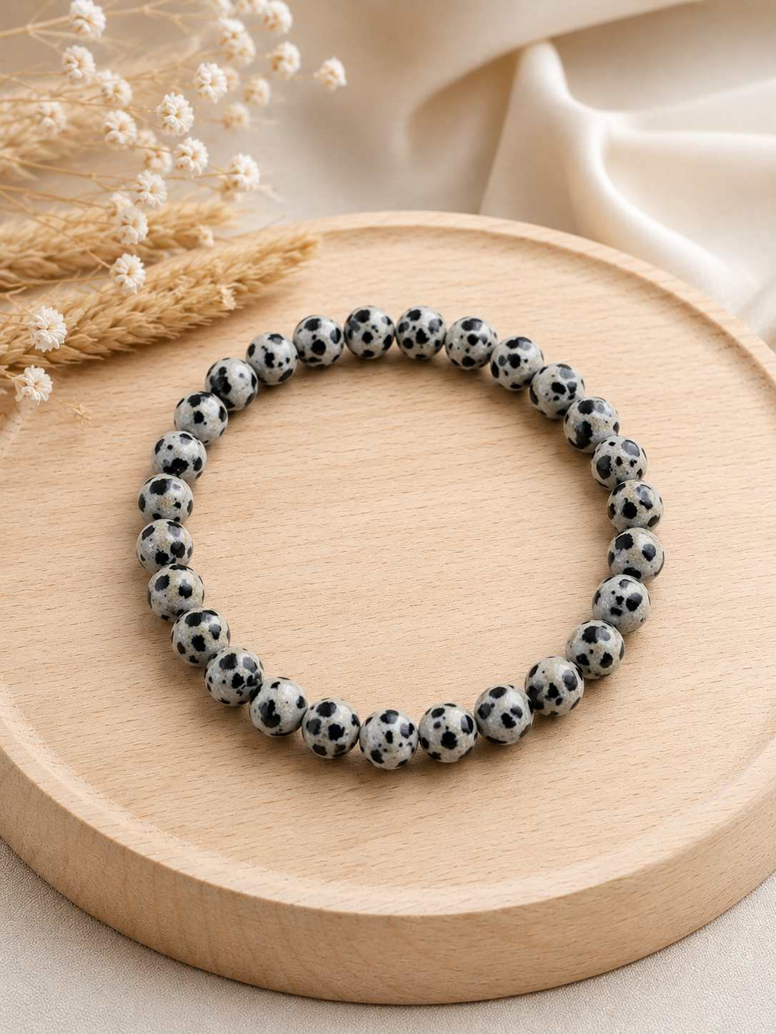 Bracelet Jaspe dalmatien naturel