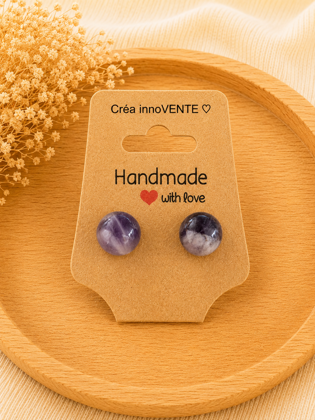Boucles d'oreilles perle Améthyste