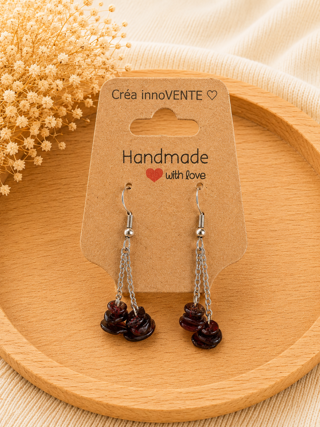 Boucles d'oreilles Grenat Cascade