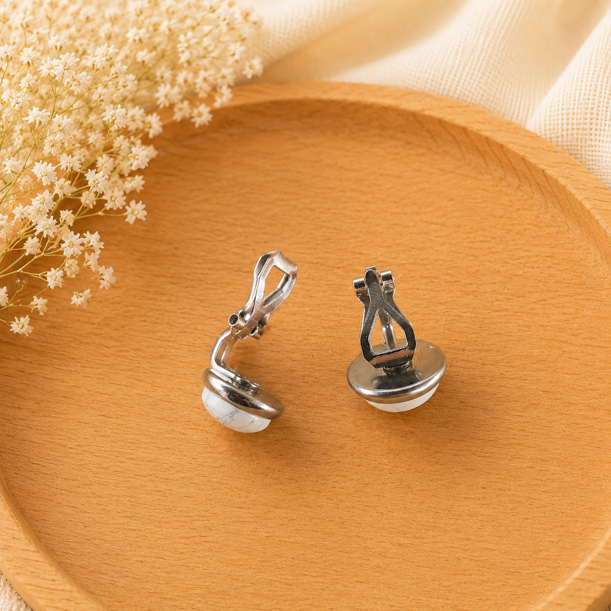 Boucles d'oreilles Clip Howlite