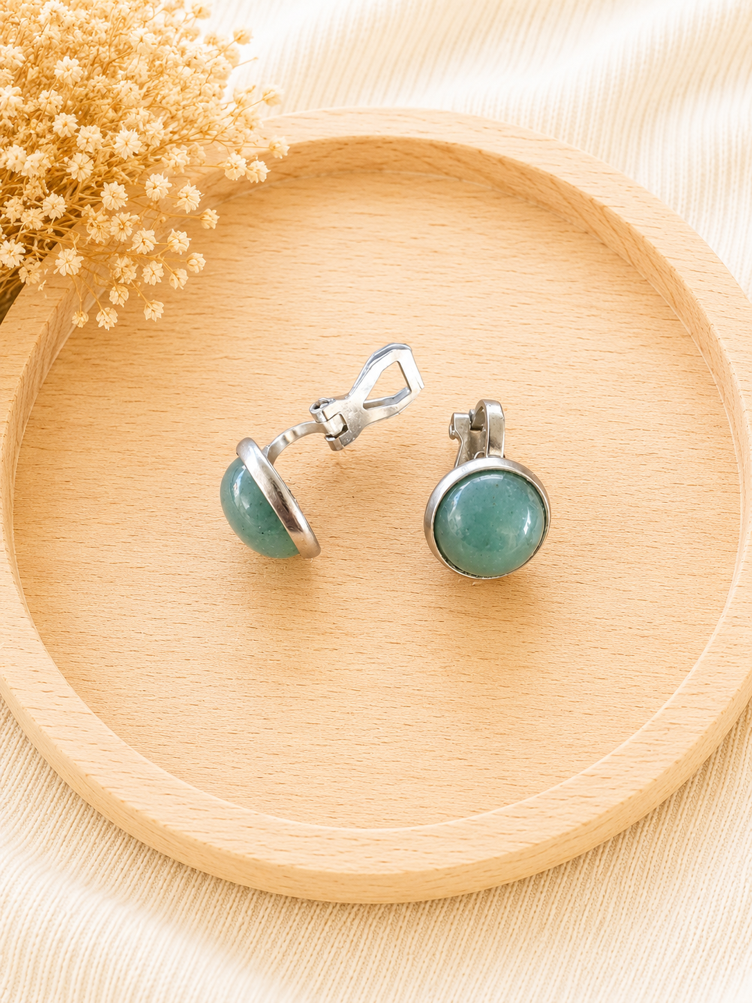 Boucles d'oreilles Clip Aventurine Verte