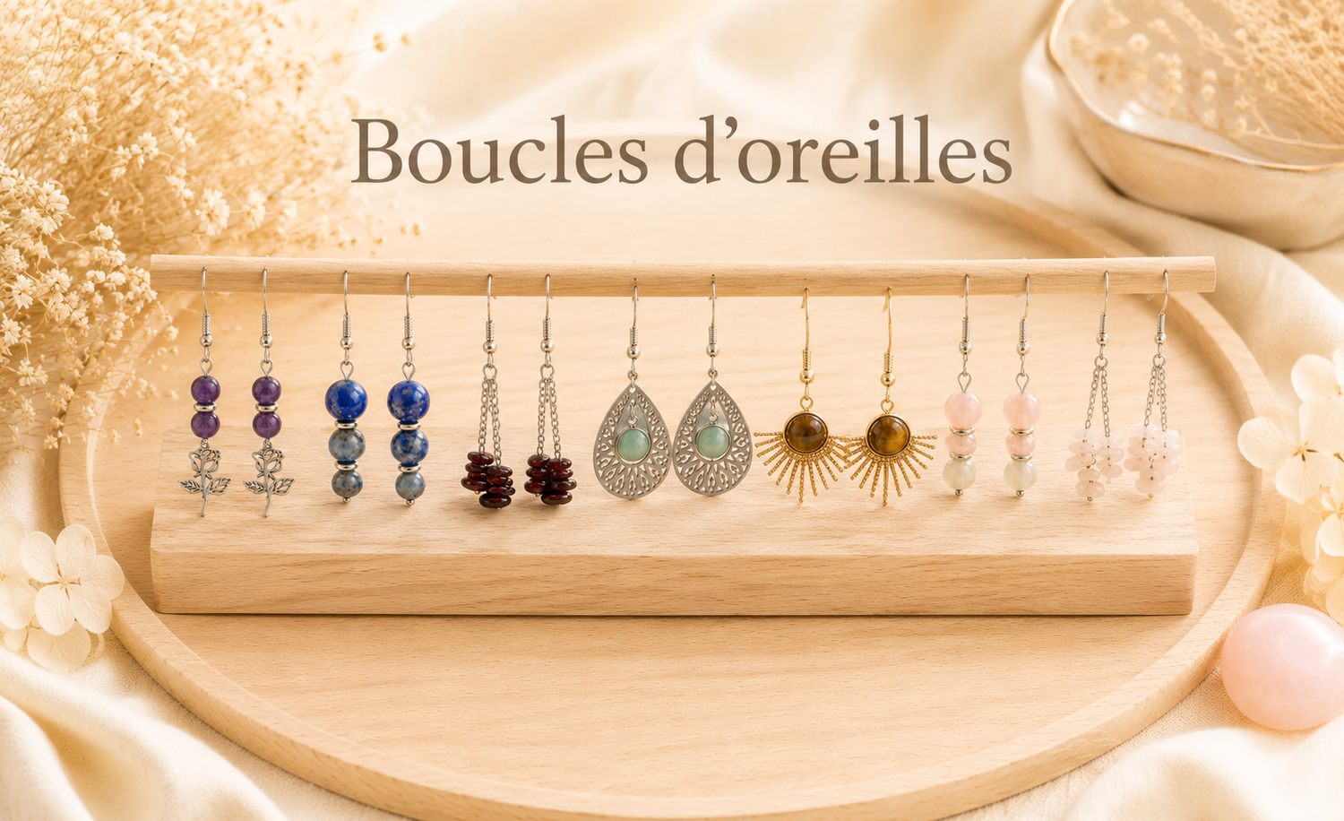 ✨ Boucles d'oreilles lithothérapie