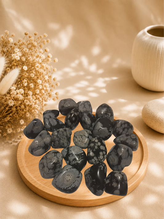 Pierre Roulée Obsidienne Flocon de Neige