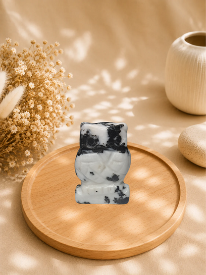 Chouette en Jaspe Zèbre Naturel