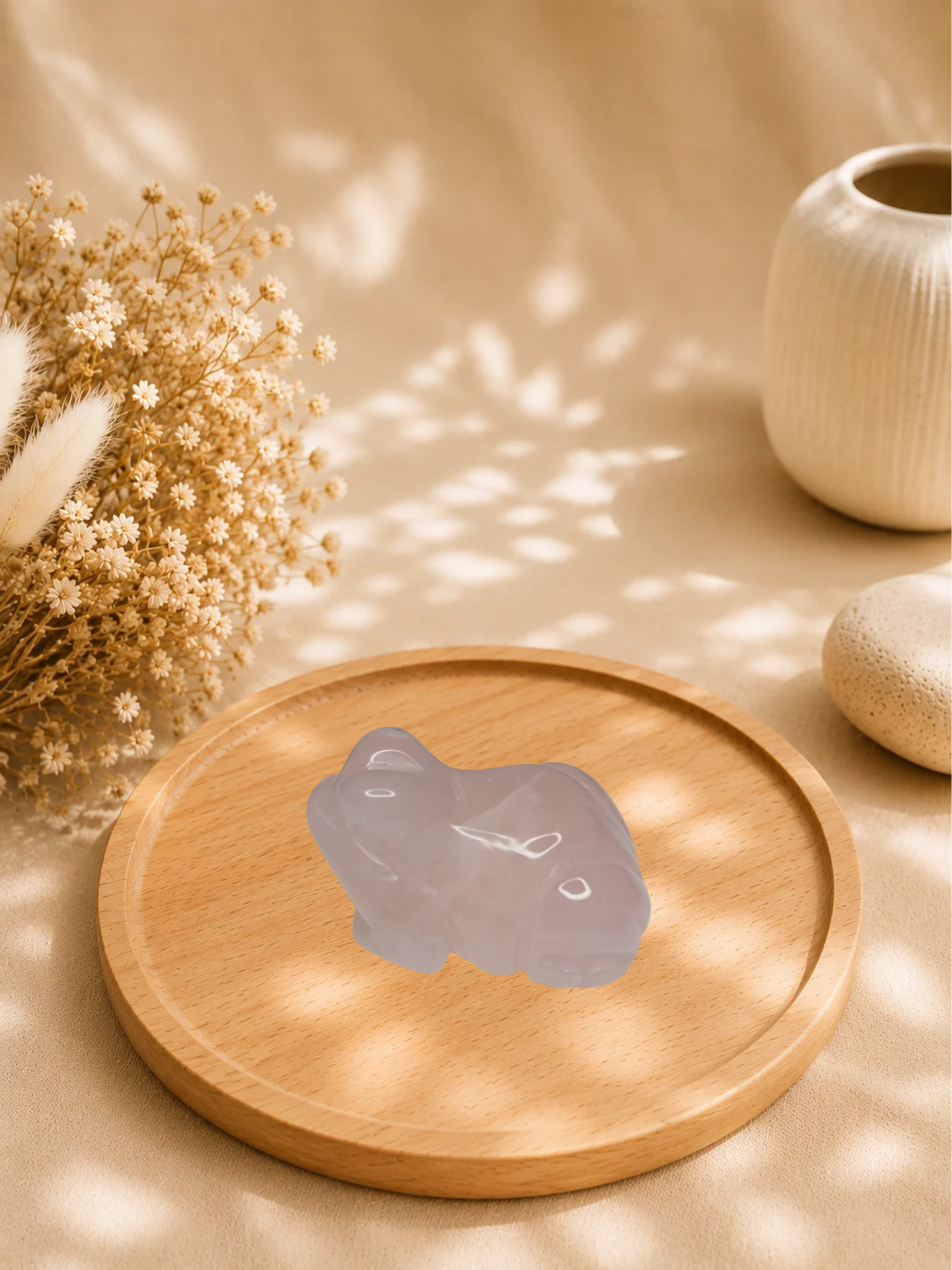 Grenouille en Quartz Rose Naturel