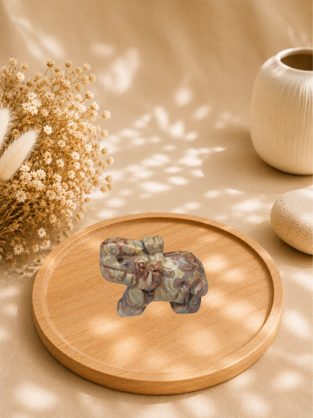 Éléphant en Agate Crazy Lace Naturelle