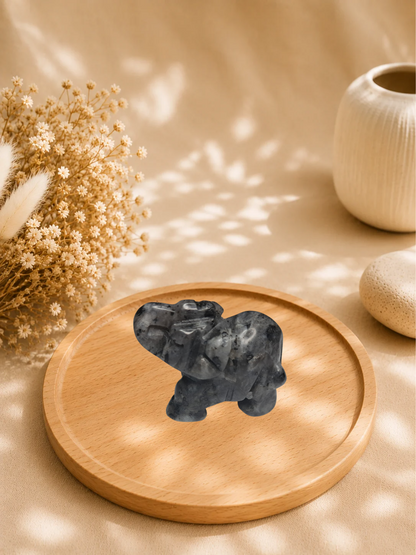 Éléphant en Larvikite Naturelle