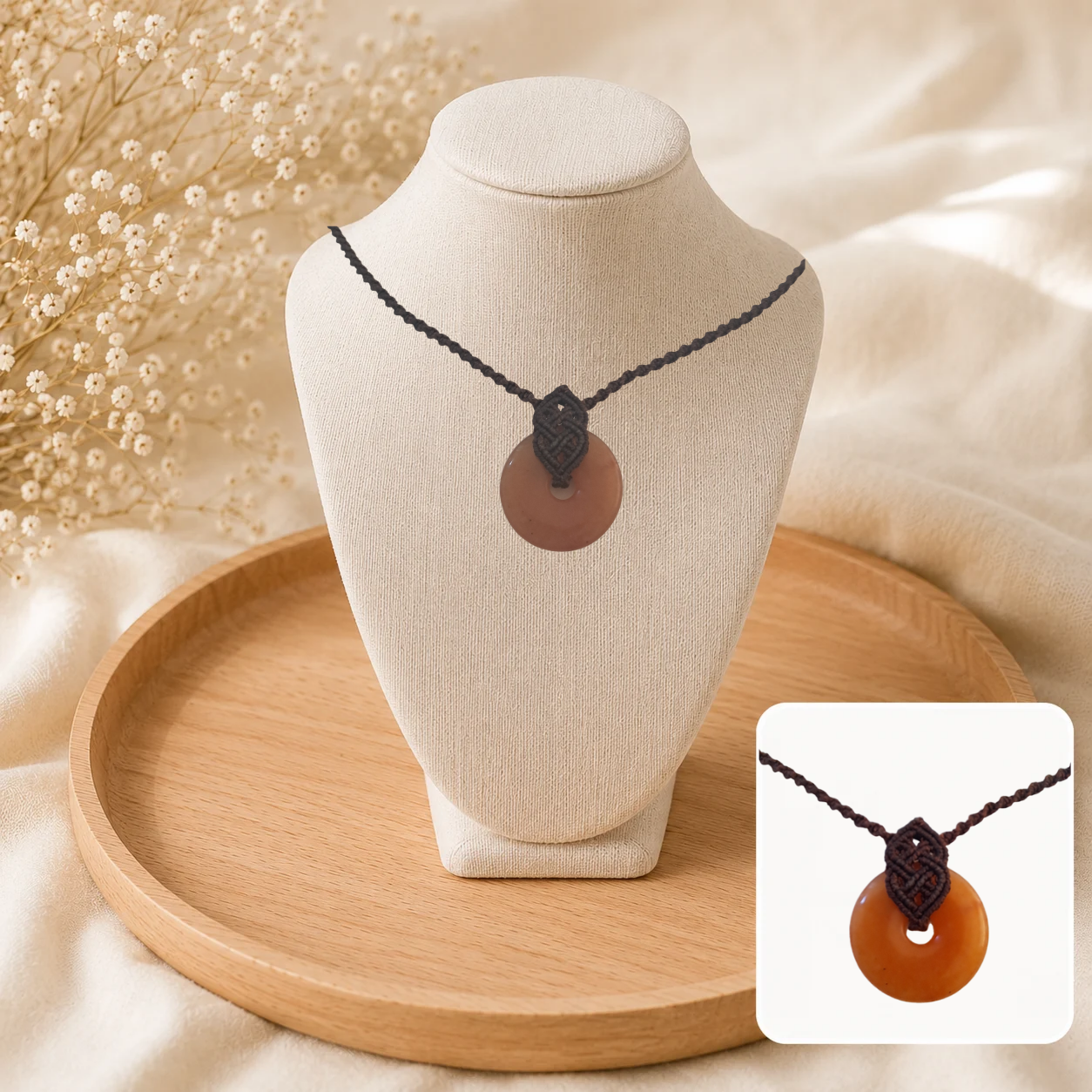 🧡 Collier Micro Macramé Aventurine Orange