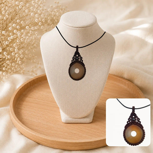 🧡 Collier Micro Macramé Cornaline & Hématite