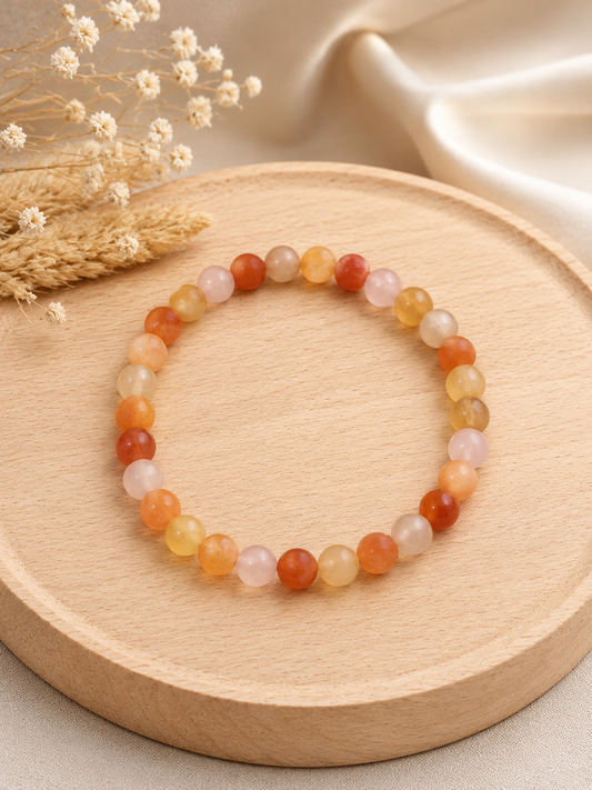 Bracelet Calcédoine orange naturelle