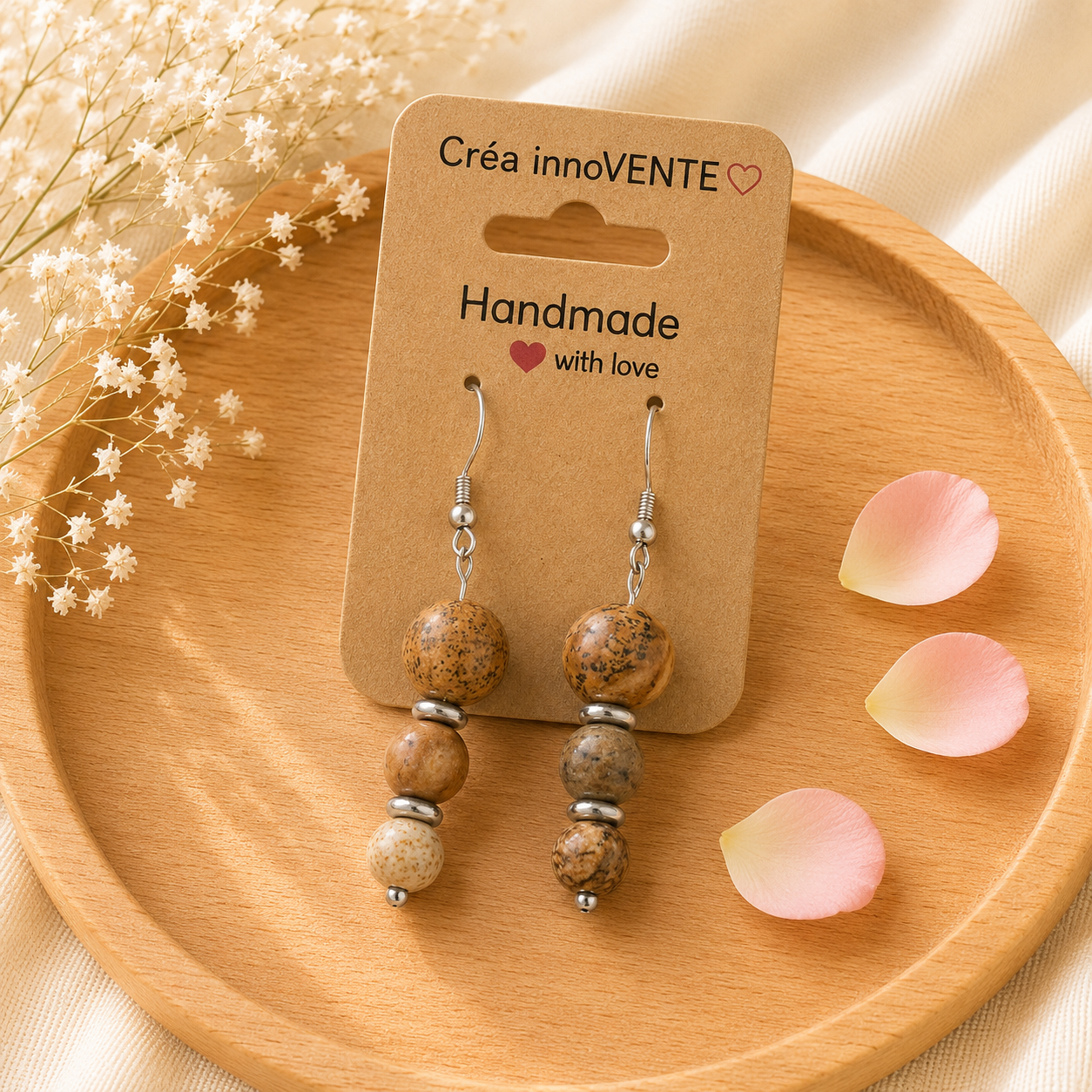 Boucles d'oreilles Jaspe Paysage Harmonie