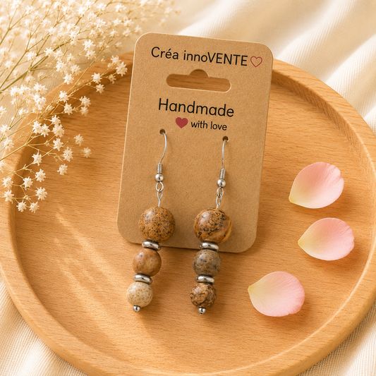Boucles d'oreilles Jaspe Paysage Harmonie