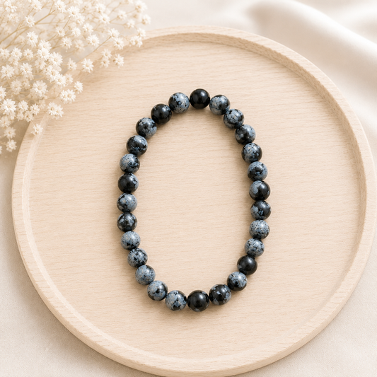 Bracelet Obsidienne flocon de neige naturelle