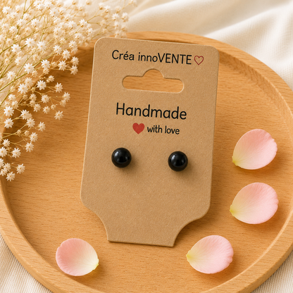 Boucles d'oreilles Perle Obsidienne Noire