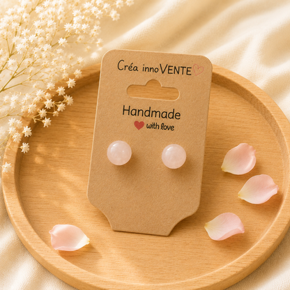 Boucles d'oreilles Perle Quartz Rose