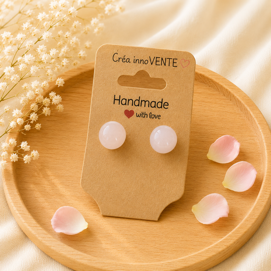 Boucles d'oreilles Perle Quartz Rose