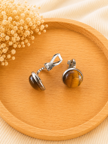 Boucles d'oreilles Clip Œil de Tigre