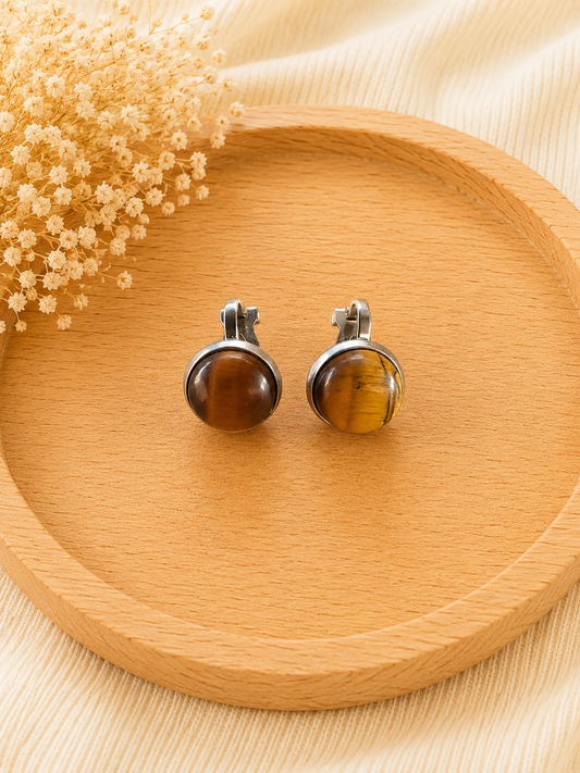 Boucles d'oreilles Clip Œil de Tigre
