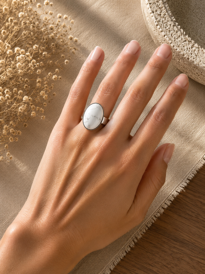 Bague Ovale Classique Howlite