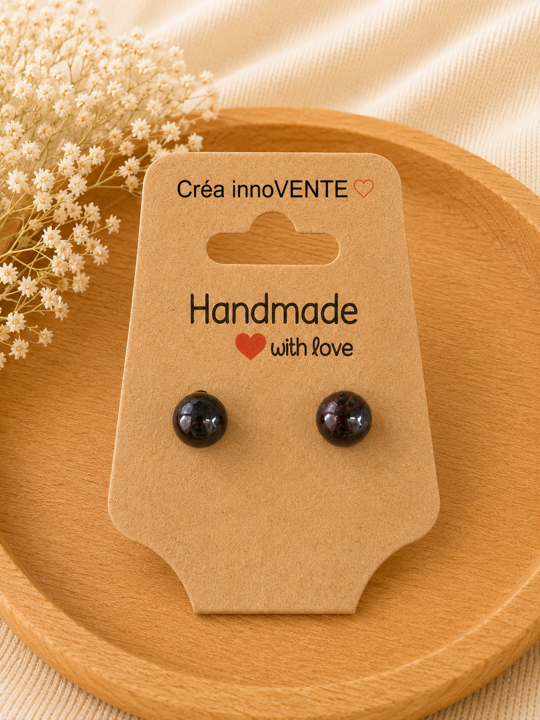 Boucles d'oreilles Perle Grenat