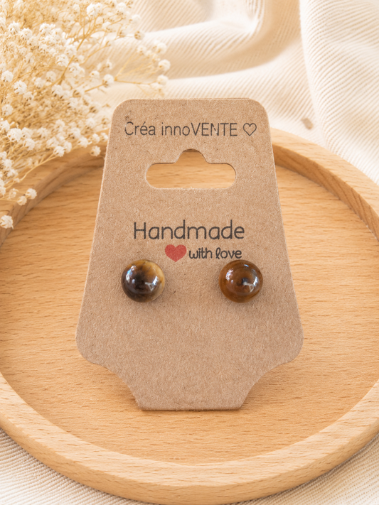 Boucles d'oreilles Perle Œil de Tigre
