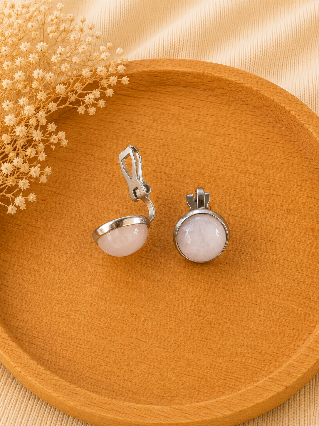 Boucles d'oreilles Clip Quartz Rose