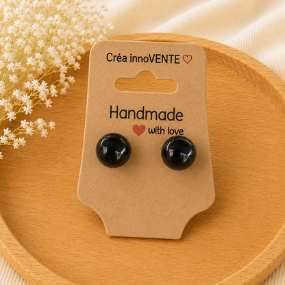 Boucles d'oreilles Perle Obsidienne Noire