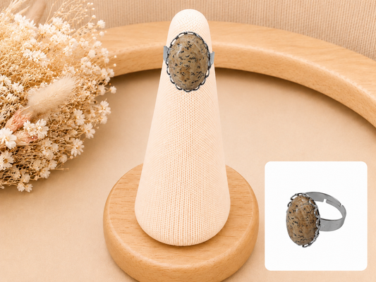 Bague Ovale Dentelée Jaspe Paysage