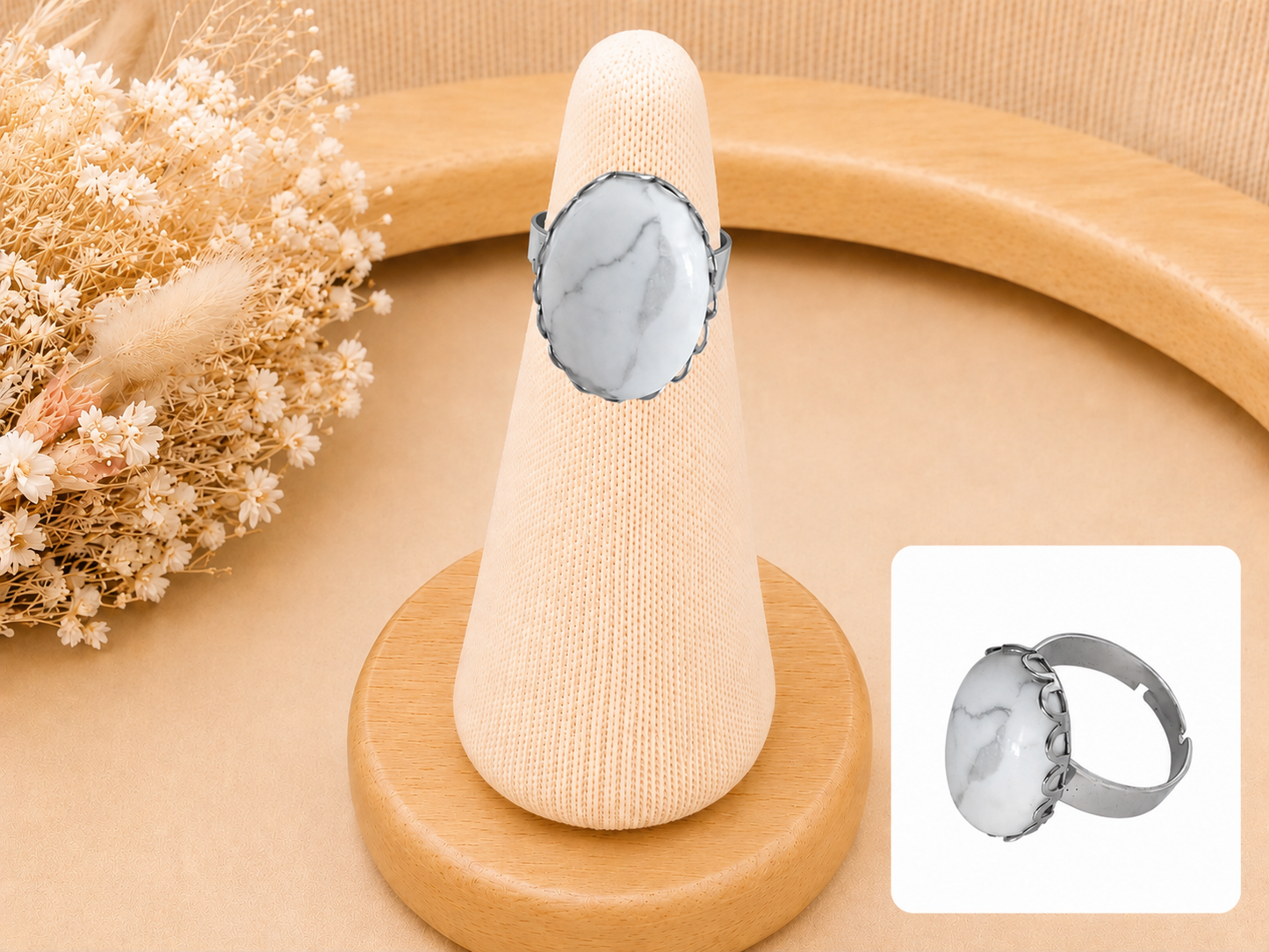 Bague Ovale Dentelée Howlite