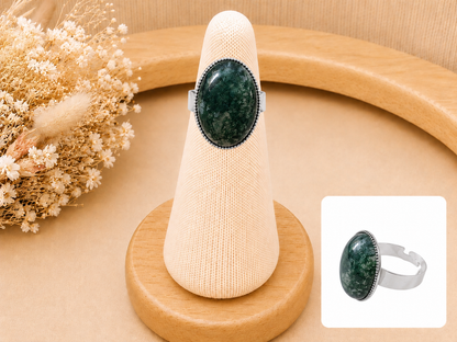 Bague Ovale Classique Agate Mousse
