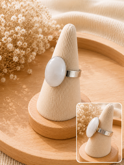 Bague Ovale Classique Quartz Rose Grand Modèle