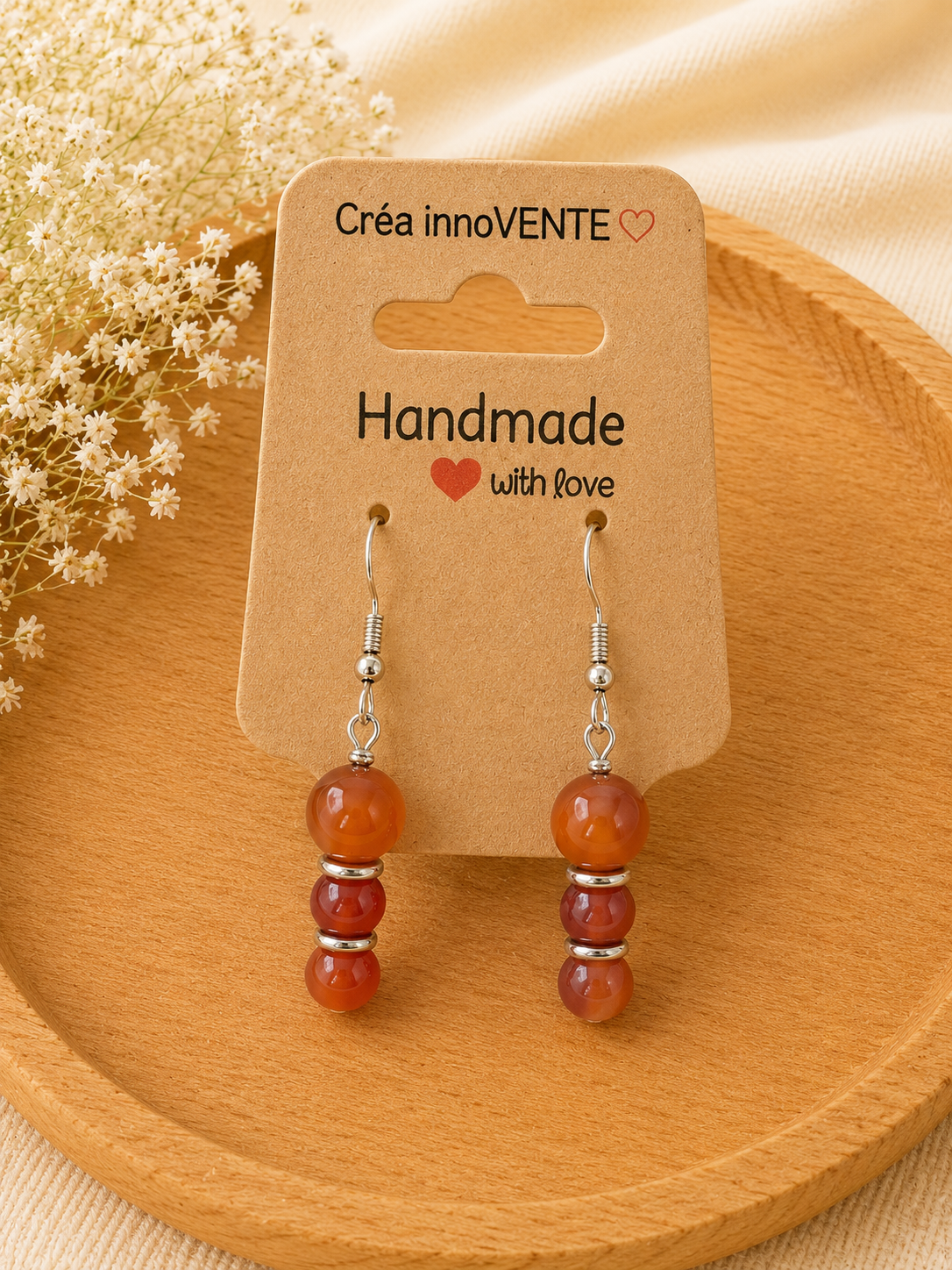 Boucles d'oreilles Cornaline Harmonie