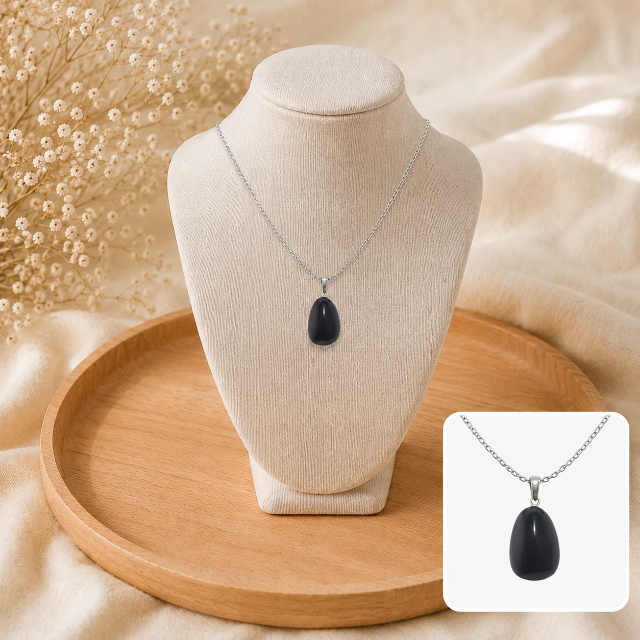 🖤 Collier Essence d'Obsidienne Noire