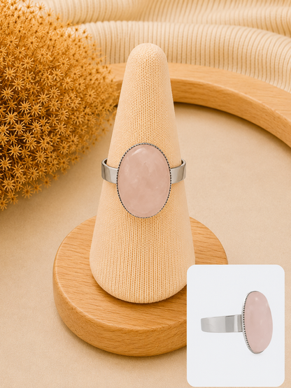 Bague Ovale Classique Quartz Rose