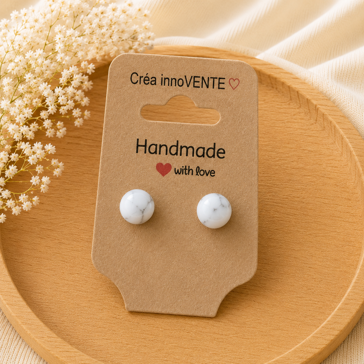 Boucles d'oreilles Perle Howlite