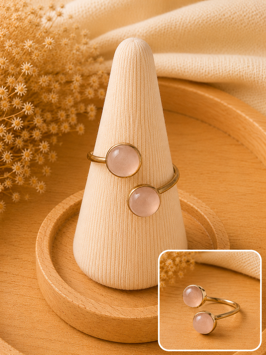 Bague Duo Quartz Rose