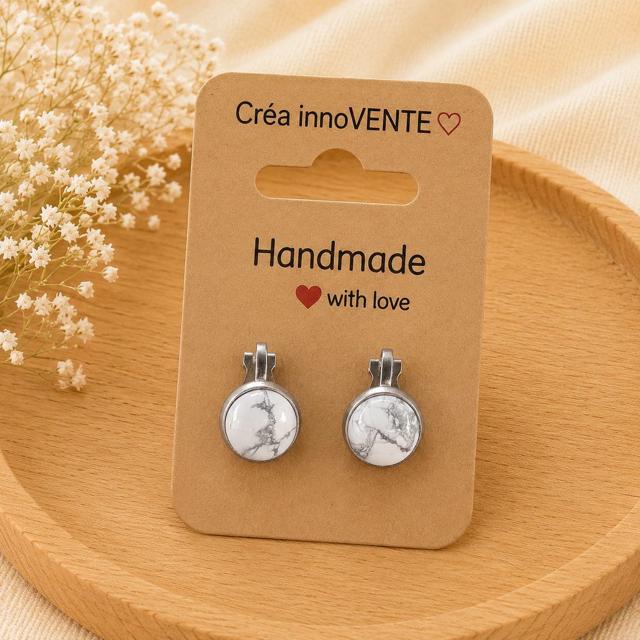 Boucles d'oreilles Clip Howlite