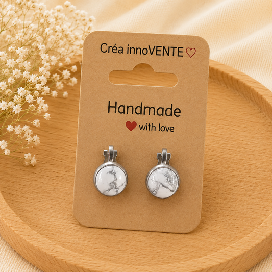 Boucles d'oreilles Clip Howlite