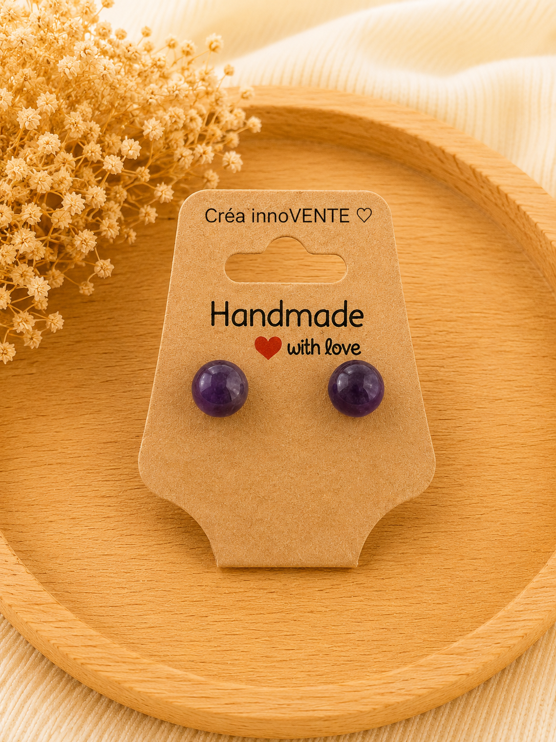 Boucles d'oreilles perle Améthyste