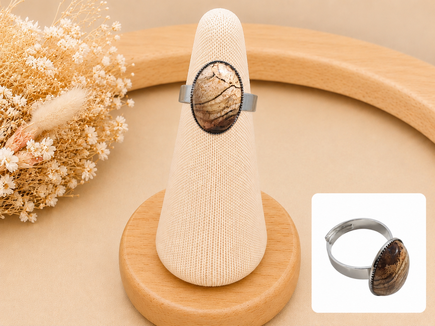 Bague Ovale Classique Jaspe Paysage