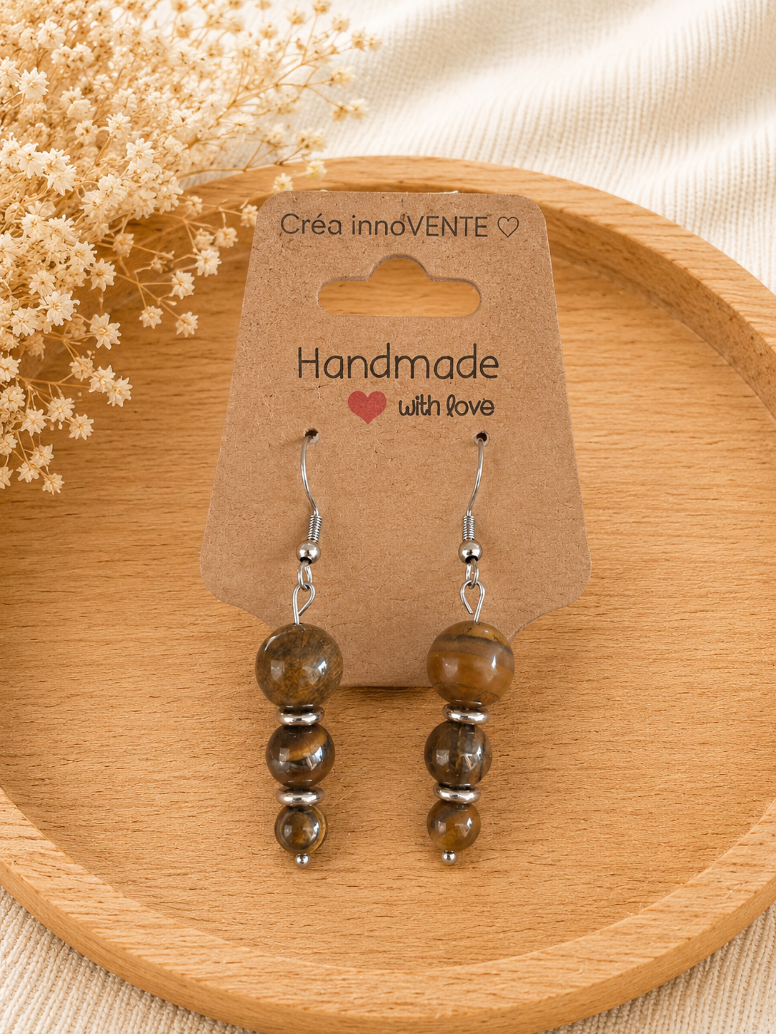 Boucles d'oreilles Œil de Tigre Harmonie