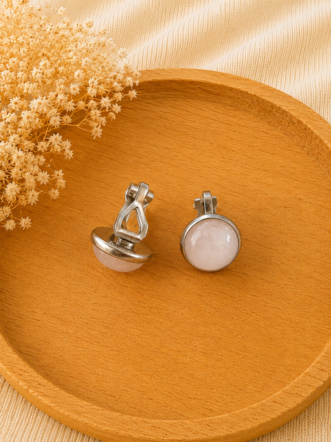 Boucles d'oreilles Clip Quartz Rose