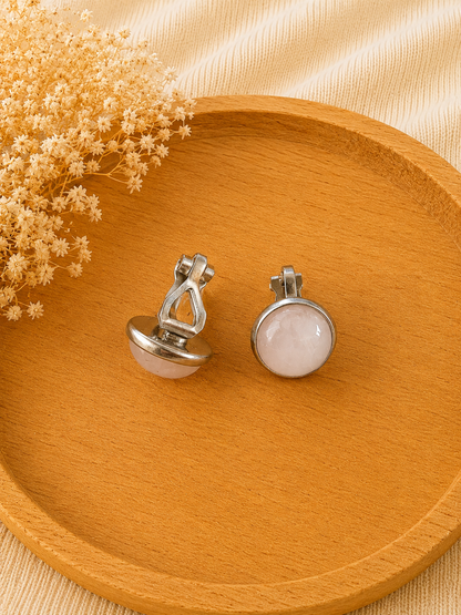 Boucles d'oreilles Clip Quartz Rose