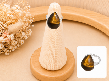 Bague Oeil de tigre Goutte d'Eau