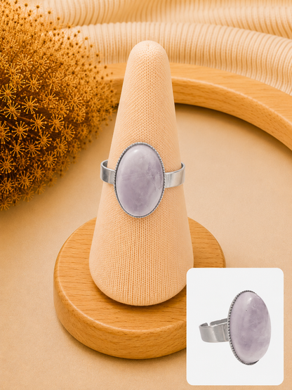 Bague Améthyste Ovale - Monture Perlée