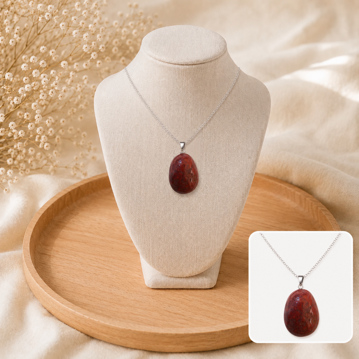 ❤️ Collier Essence de Jaspe Rouge