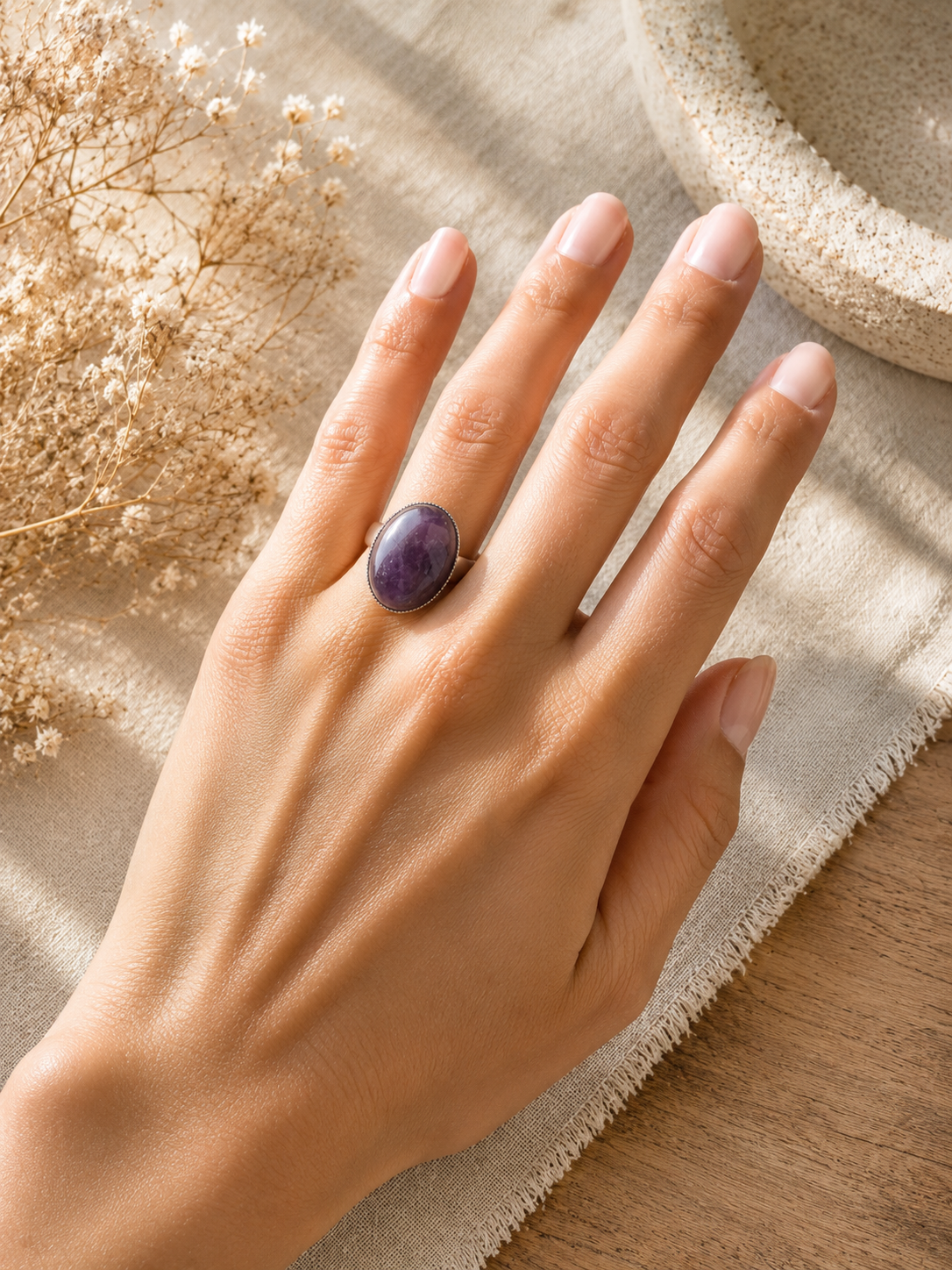 Bague Améthyste Ovale Classique